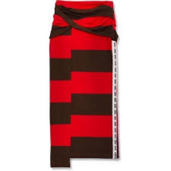 3.1 Phillip Lim Striped Twist Midi Skirt Red Brown Medium - Picture 4 of 14